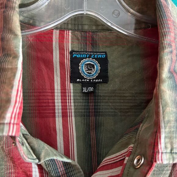 Point Zero Men's Red and Tan Striped Casual Shirt XL - Picture 7 of 16